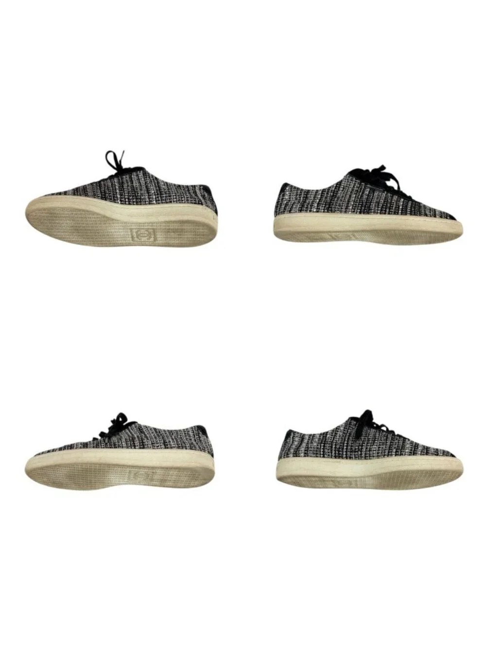 Chanel Tweed Low Cut Sneakers Black CC Logo 39